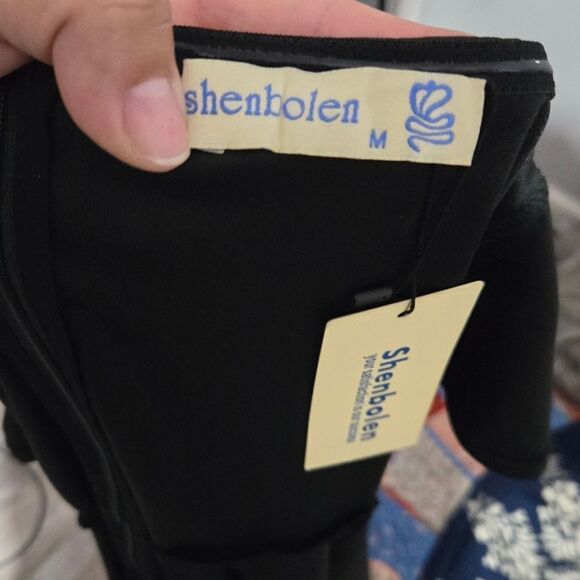 SHENBOLEN Women's Off Shoulder High Low A Line dress sz M - Picture 5 of 11